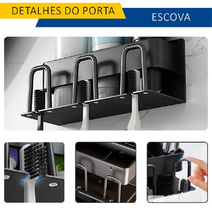 Organizador Porta Escova De Dente Acessorios Completo Em Aço